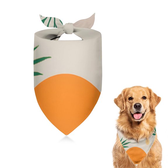 Dog Bandana 2 Pack,Orange Boho Geometric and Plant Pattern Bandanas for Dogs,Cat Bandana,Small/ Large Dog Bandana 2 Size,Dog Bandanas Girl Boy