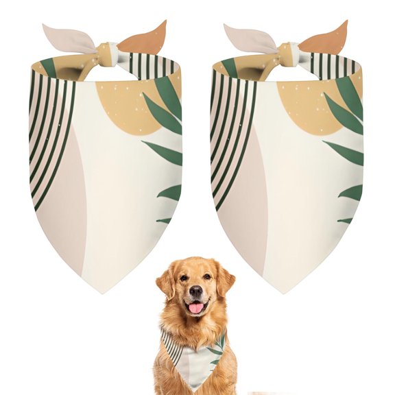 Dog Bandana 2 Pack,Orange Boho Geometric and Plant Pattern Bandanas for Dogs,Cat Bandana,Small/ Large Dog Bandana 2 Size,Dog Bandanas