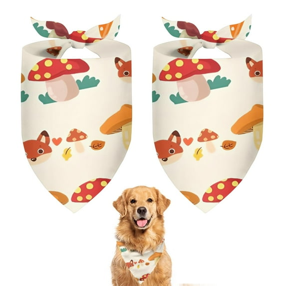 Dog Bandana 2 Pack,Orange Mushroom Fox Light Pattern Bandanas for Dogs,Cat Bandana,Small/ Large Dog Bandana 2 Size,Dog Bandanas