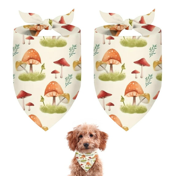 Dog Bandana 2 Pack,Orange Mushroom Grass Light Pattern Bandanas for Dogs,Cat Bandana,Small/ Large Dog Bandana 2 Size,Dog Bandanas