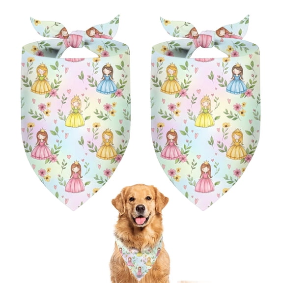 Dog Bandana 2 Pack,Pastel Princess Flower Pattern Bandanas for Dogs,Cat Bandana,Small/ Large Dog Bandana 2 Size,Dog Bandanas