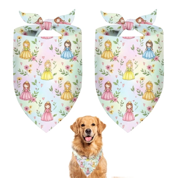 Dog Bandana 2 Pack,Pastel Princess Flower Pattern Bandanas for Dogs,Cat Bandana,Small/ Large Dog Bandana 2 Size,Dog Bandanas
