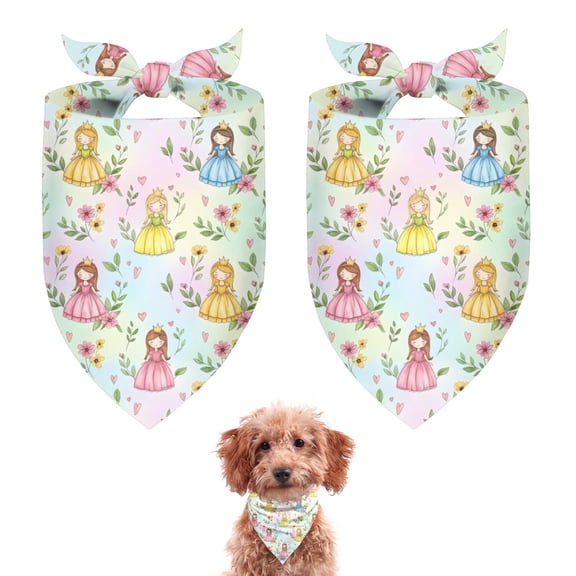 Dog Bandana 2 Pack,Pastel Princess Flower Pattern Bandanas for Dogs,Cat Bandana,Small/ Large Dog Bandana 2 Size,Dog Bandanas