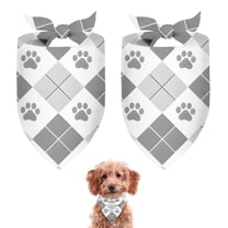 Dog Bandana 2 Pack,Pawprints Argyle Bandanas for Dogs,Cat Bandana,Small/ Large Dog Bandana 2 Size,Dog Bandanas