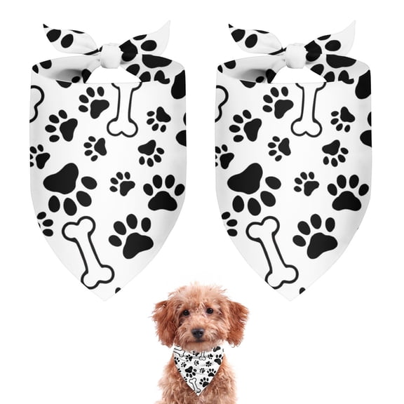 Dog Bandana 2 Pack,Pet Paw Print and Bone Bandanas for Dogs,Cat Bandana,Small/ Large Dog Bandana 2 Size,Dog Bandanas