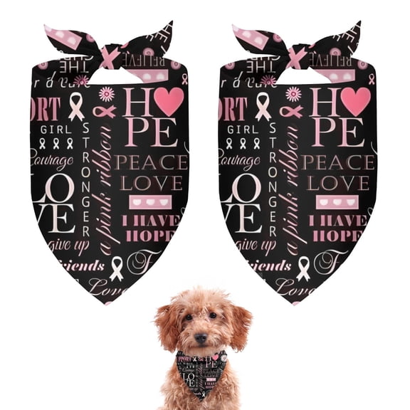 Dog Bandana 2 Pack,Pink Breast Cancer Awareness Pattern Bandanas for Dogs,Cat Bandana,Small/ Large Dog Bandana 2 Size,Dog Bandanas Girl Boy