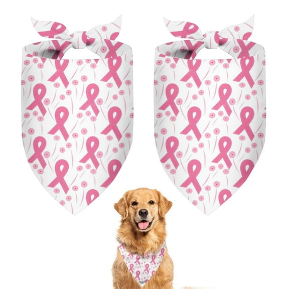 Dog Bandana 2 Pack,Pink Breast Cancer and Pioneer Flower Bandanas for Dogs,Cat Bandana,Small/ Large Dog Bandana 2 Size,Dog Bandanas Girl Boy