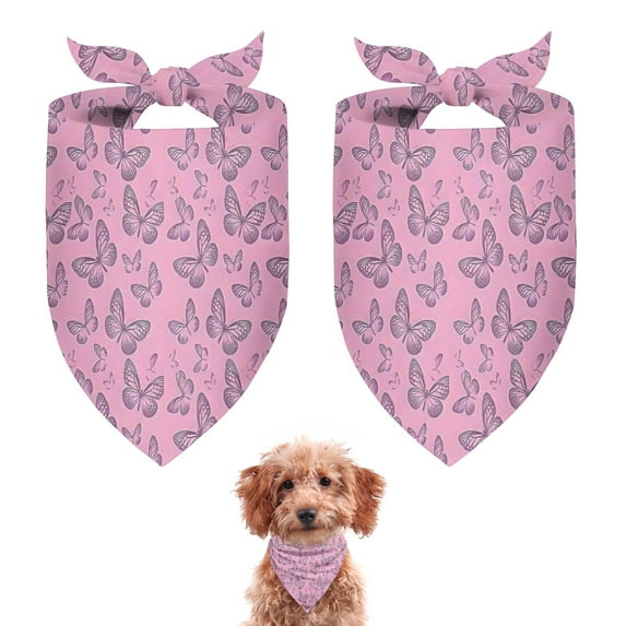 Dog Bandana 2 Pack,Pink Butterfly Pattern Bandanas for Dogs,Cat Bandana,Small/ Large Dog Bandana 2 Size,Dog Bandanas