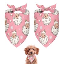Dog Bandana 2 Pack,Pink Christmas Santa Pattern Bandanas for Dogs,Cat Bandana,Small/ Large Dog Bandana 2 Size,Dog Bandanas Girl Boy
