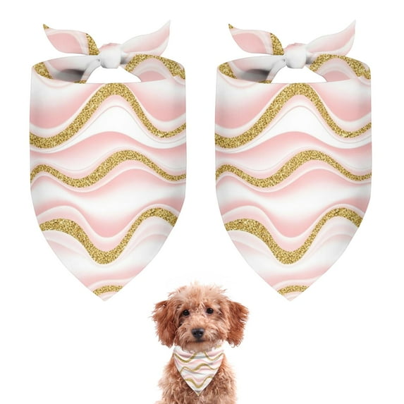 Dog Bandana 2 Pack,Pink Gold Wave Marble Pattern Bandanas for Dogs,Cat Bandana,Small/ Large Dog Bandana 2 Size,Dog Bandanas