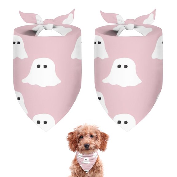 Dog Bandana 2 Pack,Pink Halloween Ghosts Bandanas for Dogs,Cat Bandana,Small/ Large Dog Bandana 2 Size,Dog Bandanas Girl Boy