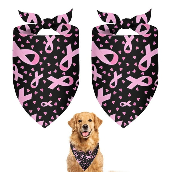 Dog Bandana 2 Pack,Pink Ribbon Breast Bandanas for Dogs,Cat Bandana,Small/ Large Dog Bandana 2 Size,Dog Bandanas Girl Boy