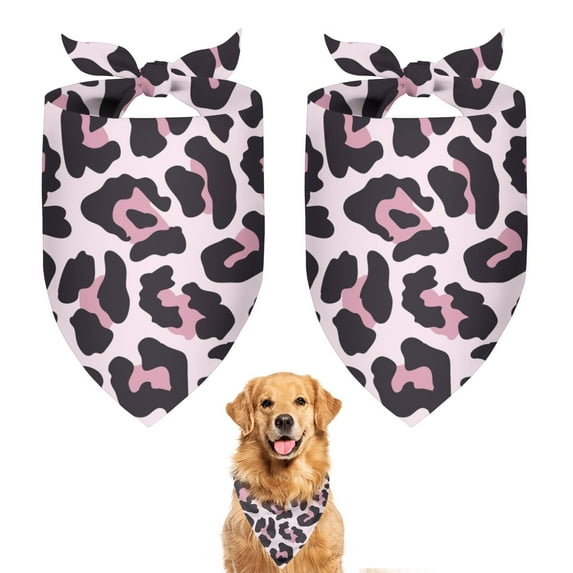 Dog Bandana 2 Pack,Pink and Black Of Leopard Print Bandanas for Dogs,Cat Bandana,Small/ Large Dog Bandana 2 Size,Dog Bandanas Girl Boy