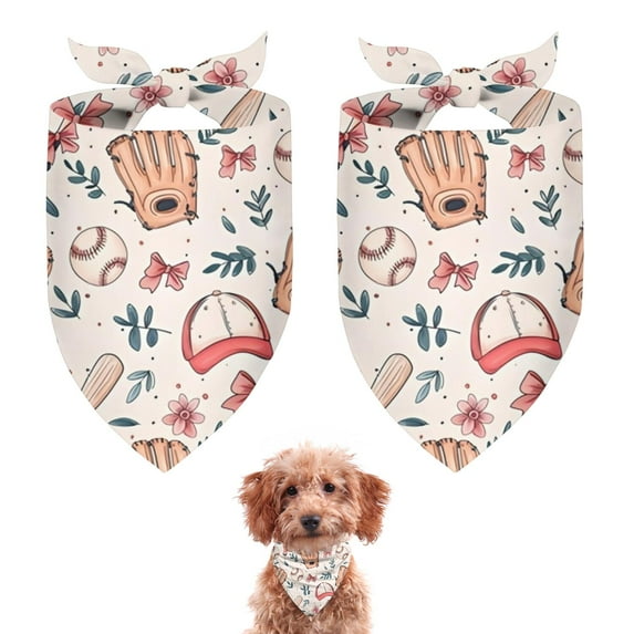 Dog Bandana 2 Pack,Pink and Blue Baseball Items Pattern Bandanas for Dogs,Cat Bandana,Small/ Large Dog Bandana 2 Size,Dog Bandanas