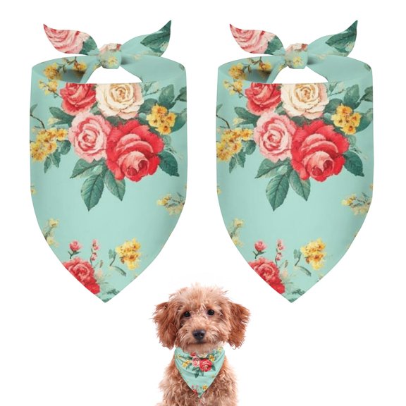 Dog Bandana 2 Pack,Pioneer Flower Floral Print Pattern Bandanas for Dogs,Cat Bandana,Small/ Large Dog Bandana 2 Size,Dog Bandanas Girl Boy