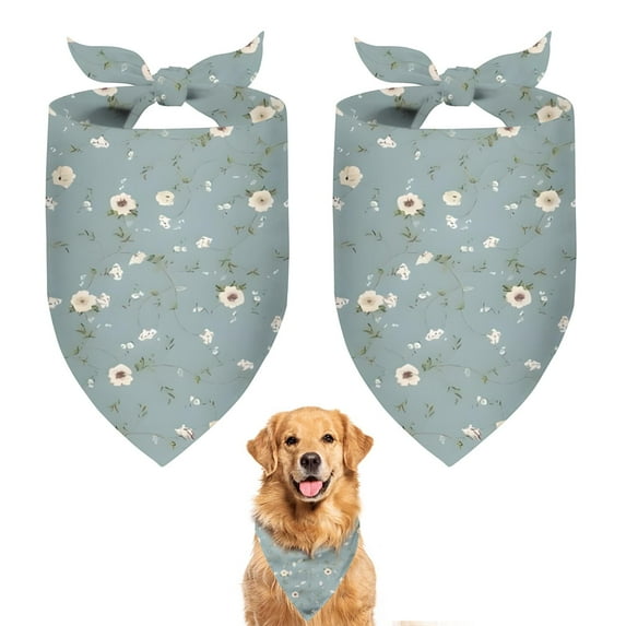 Dog Bandana 2 Pack,Pioneer Flower Floral Print Pattern Bandanas for Dogs,Cat Bandana,Small/ Large Dog Bandana 2 Size,Dog Bandanas
