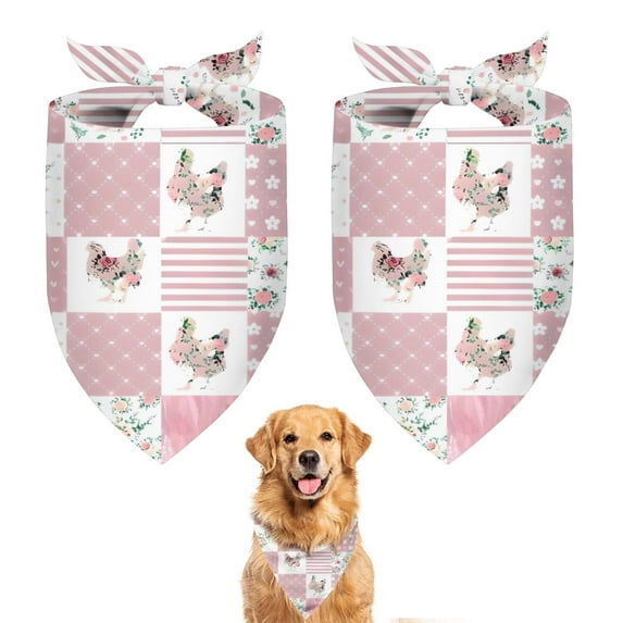 Dog Bandana 2 Pack,Pioneer Flower Floral Print Pattern Bandanas for Dogs,Cat Bandana,Small/ Large Dog Bandana 2 Size,Dog Bandanas