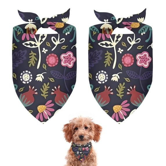 Dog Bandana 2 Pack,Pioneer Flower Floral Print Pattern Bandanas for Dogs,Cat Bandana,Small/ Large Dog Bandana 2 Size,Dog Bandanas