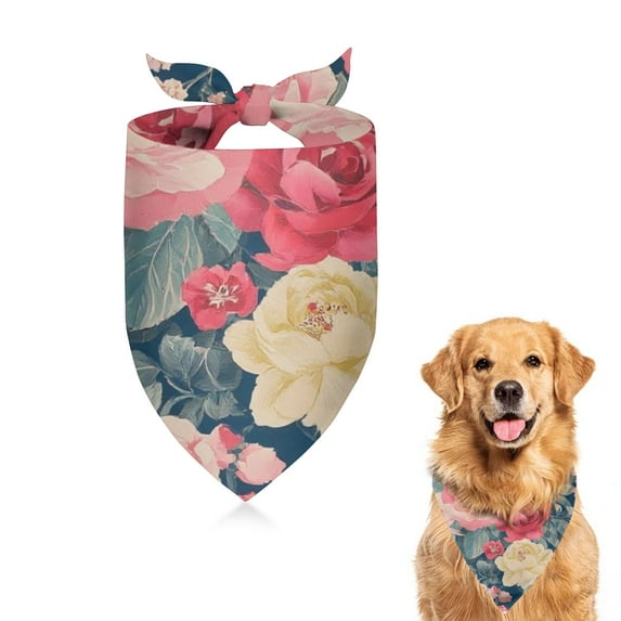 Dog Bandana 2 Pack,Pioneer Flower Floral Print Pattern Bandanas for Dogs,Cat Bandana,Small/ Large Dog Bandana 2 Size,Dog Bandanas