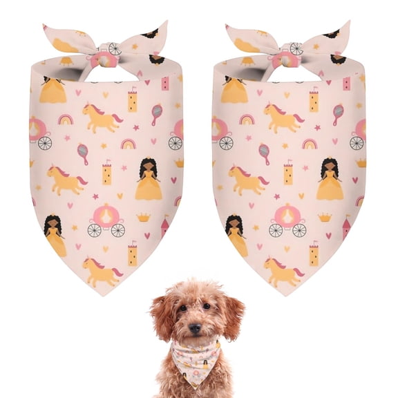 Dog Bandana 2 Pack,Princess Carriage Pattern Bandanas for Dogs,Cat Bandana,Small/ Large Dog Bandana 2 Size,Dog Bandanas