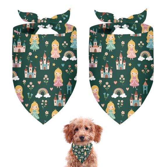 Dog Bandana 2 Pack,Princess Castle Star Pattern Bandanas for Dogs,Cat Bandana,Small/ Large Dog Bandana 2 Size,Dog Bandanas