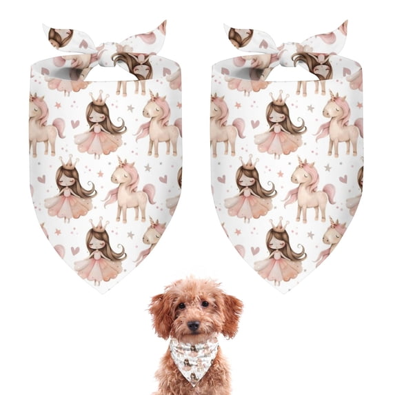 Dog Bandana 2 Pack,Princess Unicorn Pattern Bandanas for Dogs,Cat Bandana,Small/ Large Dog Bandana 2 Size,Dog Bandanas