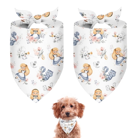 Dog Bandana 2 Pack,Princess and Cat Pattern Bandanas for Dogs,Cat Bandana,Small/ Large Dog Bandana 2 Size,Dog Bandanas