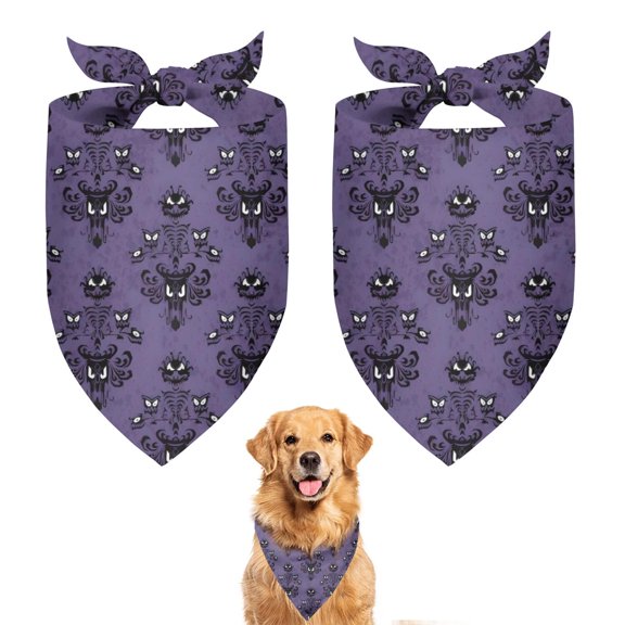 Dog Bandana 2 Pack,Purple Gothic Bat Pattern Bandanas for Dogs,Cat Bandana,Small/ Large Dog Bandana 2 Size,Dog Bandanas Girl Boy