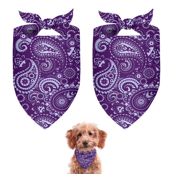 Dog Bandana 2 Pack,Purple Paisley Pattern Bandanas for Dogs,Cat Bandana,Small/ Large Dog Bandana 2 Size,Dog Bandanas Girl Boy