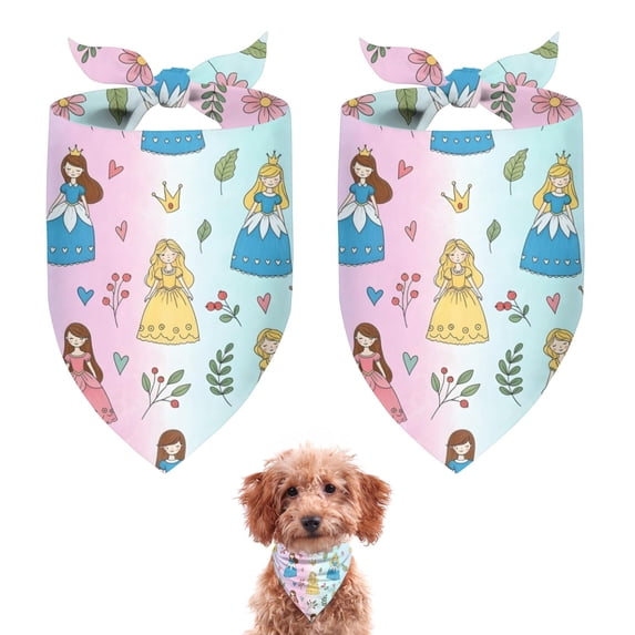 Dog Bandana 2 Pack,Rainbow Princess Flower Pattern Bandanas for Dogs,Cat Bandana,Small/ Large Dog Bandana 2 Size,Dog Bandanas