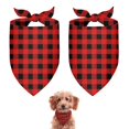thumbnail image 1 of Dog Bandana 2 Pack,Red Black Plaid Checkered Pattern Bandanas for Dogs,Cat Bandana,Small/ Large Dog Bandana 2 Size,Dog Bandanas, 1 of 6