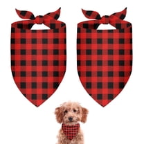 Dog Bandana 2 Pack,Red Black Plaid Checkered Pattern Bandanas for Dogs,Cat Bandana,Small/ Large Dog Bandana 2 Size,Dog Bandanas