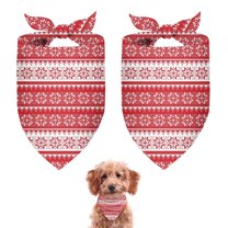 Dog Bandana 2 Pack,Red Christmas Geometric Snowflake Pattern Bandanas for Dogs,Cat Bandana,Small/ Large Dog Bandana 2 Size,Dog Bandanas Girl Boy