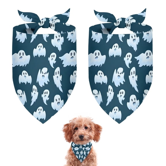 Dog Bandana 2 Pack,Smiling Ghosts Halloween Pattern Bandanas for Dogs,Cat Bandana,Small/ Large Dog Bandana 2 Size,Dog Bandanas Girl Boy
