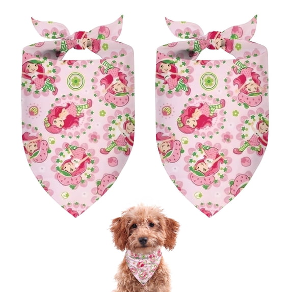 Dog Bandana 2 Pack,Strawberry Princess Pattern Bandanas for Dogs,Cat Bandana,Small/ Large Dog Bandana 2 Size,Dog Bandanas