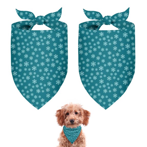 Dog Bandana 2 Pack,Teal Christmas Snowflake Pattern Bandanas for Dogs,Cat Bandana,Small/ Large Dog Bandana 2 Size,Dog Bandanas Girl Boy