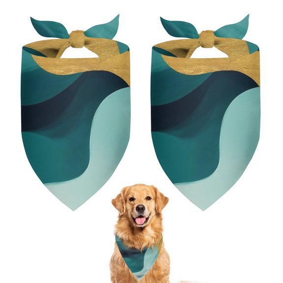 Dog Bandana 2 Pack,Teal Gold Marble Pattern Bandanas for Dogs,Cat Bandana,Small/ Large Dog Bandana 2 Size,Dog Bandanas