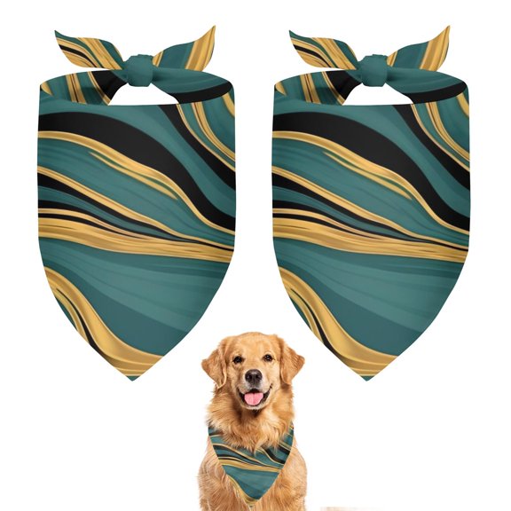 Dog Bandana 2 Pack,Teal Gold Marble Pattern Bandanas for Dogs,Cat Bandana,Small/ Large Dog Bandana 2 Size,Dog Bandanas