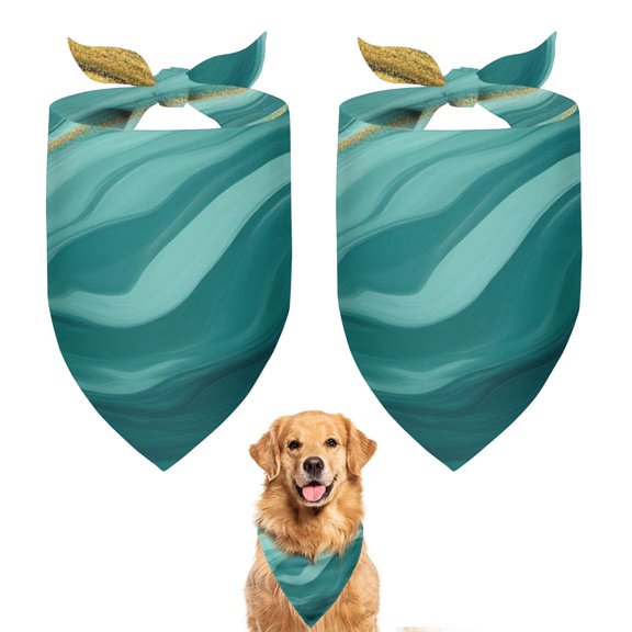 Dog Bandana 2 Pack,Teal Gold Marble Pattern Bandanas for Dogs,Cat Bandana,Small/ Large Dog Bandana 2 Size,Dog Bandanas