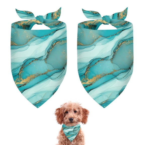 Dog Bandana 2 Pack,Teal Gold Marble Pattern Bandanas for Dogs,Cat Bandana,Small/ Large Dog Bandana 2 Size,Dog Bandanas