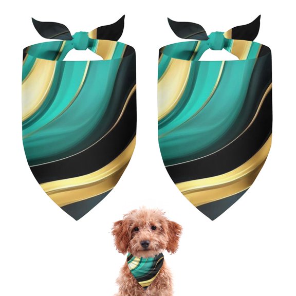 Dog Bandana 2 Pack,Teal Gold Marble Pattern Bandanas for Dogs,Cat Bandana,Small/ Large Dog Bandana 2 Size,Dog Bandanas