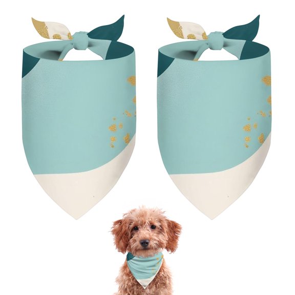 Dog Bandana 2 Pack,Teal Gold Splash Marble Bandanas for Dogs,Cat Bandana,Small/ Large Dog Bandana 2 Size,Dog Bandanas