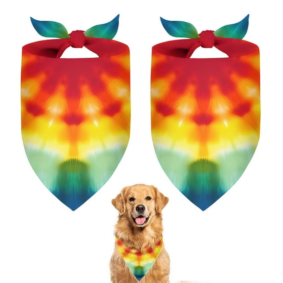 Dog Bandana 2 Pack,Tie Dye Soft Petal Ring Pattern Bandanas for Dogs,Cat Bandana,Small/ Large Dog Bandana 2 Size,Dog Bandanas Girl Boy