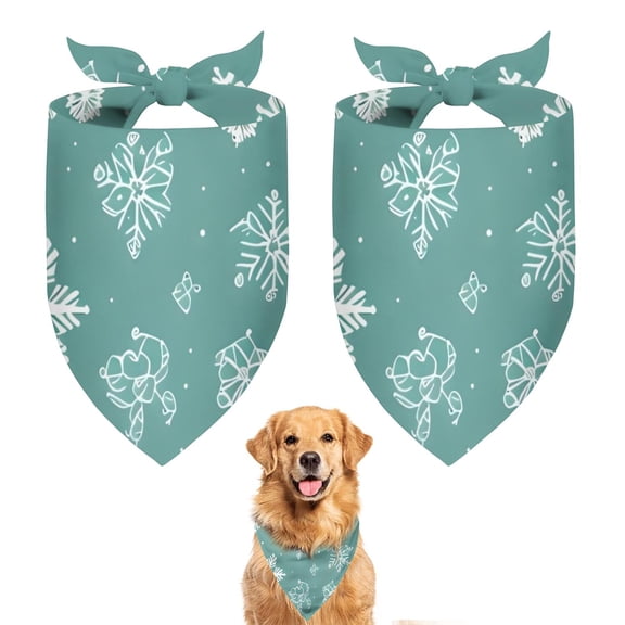 Dog Bandana 2 Pack,Turquoise Christmas Snowflake Pattern Bandanas for Dogs,Cat Bandana,Small/ Large Dog Bandana 2 Size,Dog Bandanas Girl Boy
