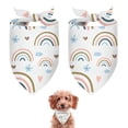 thumbnail image 1 of Dog Bandana 2 Pack,White Boho Bohemia Rainbows Clouds Hearts Pattern Bandanas for Dogs,Cat Bandana,Small/ Large Dog Bandana 2 Size,Dog Bandanas Girl Boy, 1 of 5