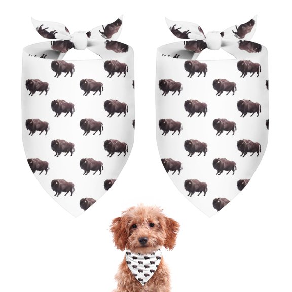 Dog Bandana 2 Pack,White Buffalo Pattern Bandanas for Dogs,Cat Bandana,Small/ Large Dog Bandana 2 Size,Dog Bandanas