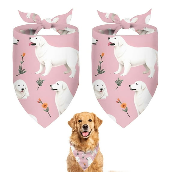 Dog Bandana 2 Pack,White Dogs and Pioneer Flower Bandanas for Dogs,Cat Bandana,Small/ Large Dog Bandana 2 Size,Dog Bandanas