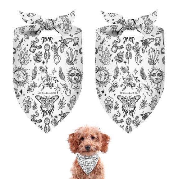 Dog Bandana 2 Pack,White Gothic Hand Butterfly Pattern Bandanas for Dogs,Cat Bandana,Small/ Large Dog Bandana 2 Size,Dog Bandanas Girl Boy