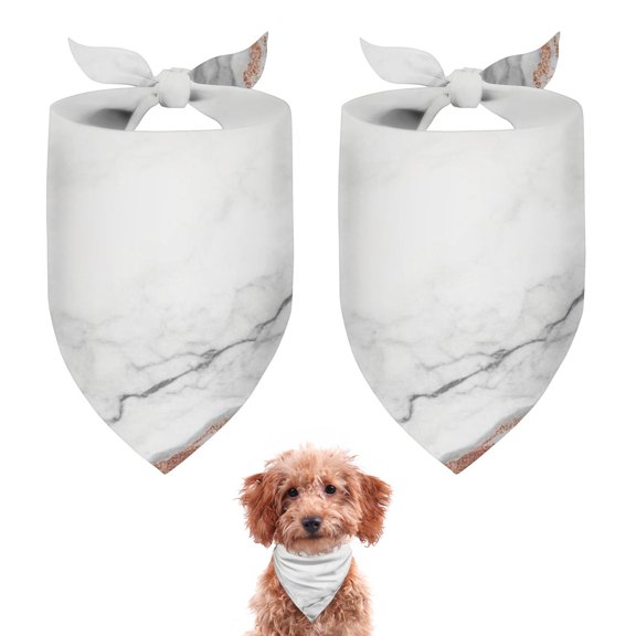 Dog Bandana 2 Pack,White Gray Rose Gold Marble Pattern Bandanas for Dogs,Cat Bandana,Small/ Large Dog Bandana 2 Size,Dog Bandanas