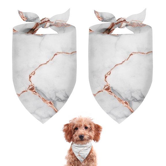 Dog Bandana 2 Pack,White Gray Rose Gold Marble Pattern Bandanas for Dogs,Cat Bandana,Small/ Large Dog Bandana 2 Size,Dog Bandanas